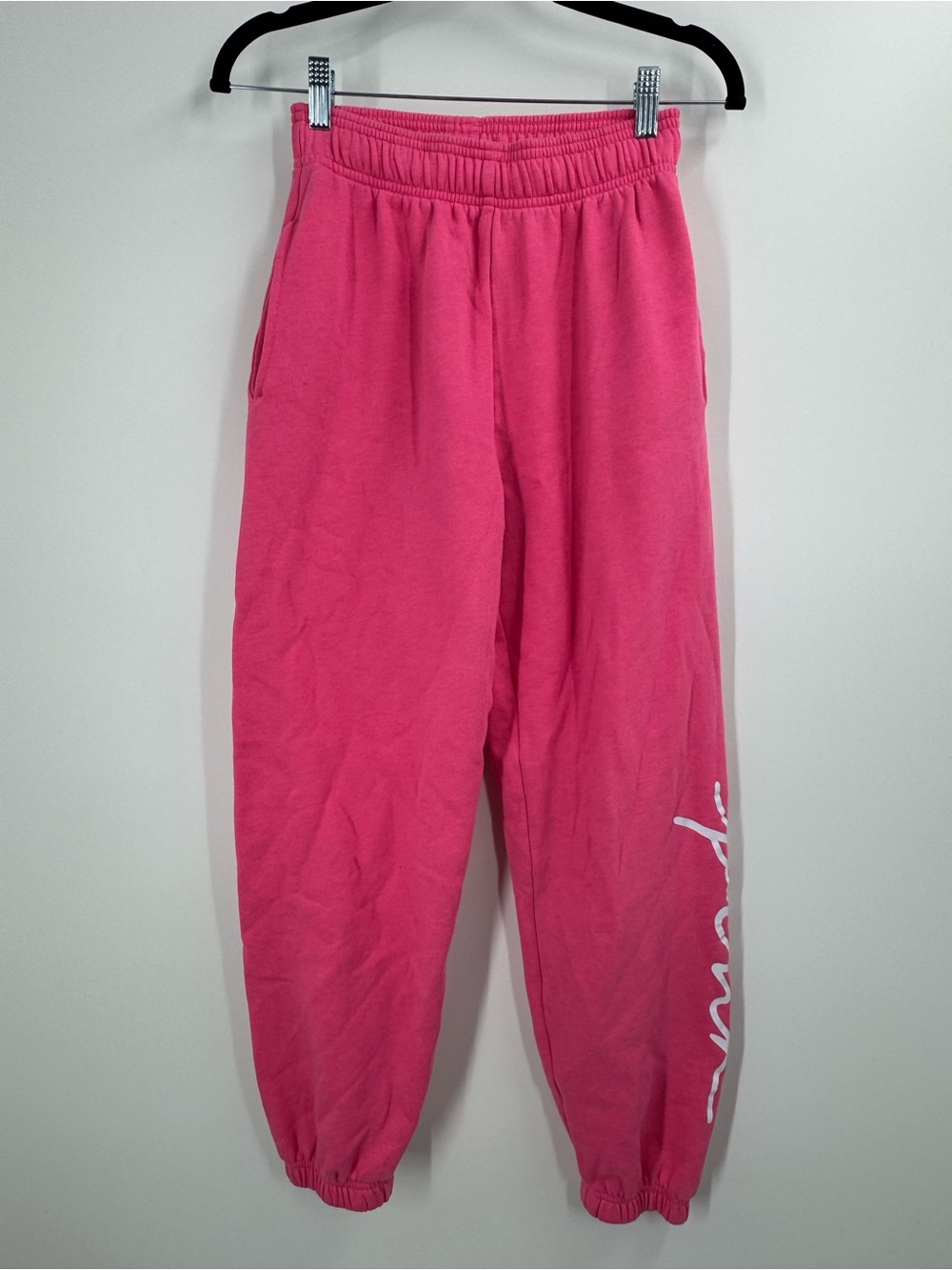 PINK Victoria's Secret Girls' Bright Pink Fleece Joggers